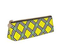 DOFFO Astuccio carino giallo quadrato stampato tartan carino astuccio estetico astuccio speciale portapenne piccolo astuccio durevole astuccio con cerniera per donne ufficio lavoro e studio, Tartan