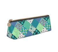 DOFFO Astuccio carino giallo quadrato stampato tartan carino astuccio estetico astuccio speciale portapenne piccolo astuccio durevole astuccio con cerniera per donne ufficio lavoro e studio, Patchwork
