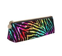 DOFFO Astuccio colorato con stampa arcobaleno zebrato carino astuccio estetico astuccio speciale portapenne piccolo astuccio durevole astuccio con cerniera per donne ufficio lavoro e studio, bianco,