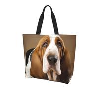 DOFFO Basset Hound - Borsa a tracolla in tela stampata riutilizzabile, borsa per la spesa riutilizzabile, Basset Hound, Taglia unica