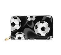 DOFFO Blu Deep Ocean Stampa Portafoglio In Pelle Per Le Donne Della Borsa Della Moneta Della Cassa Del Raccoglitore Sottile Zip Telefono Cambiamento, Calcio nero., Taglia unica