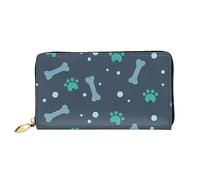 DOFFO Blu Deep Ocean Stampa Portafoglio In Pelle Per Le Donne Della Borsa Della Moneta Della Cassa Del Raccoglitore Sottile Zip Telefono Cambiamento, Ossa e artigli per cani, Taglia unica