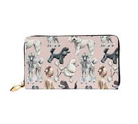 DOFFO Blu Hibiscus Stampa Portafoglio In Pelle Per Le Donne Della Borsa Della Moneta Della Cassa Del Raccoglitore Sottile Zip Del Telefono Borsa, Barboncino Cani, Taglia unica
