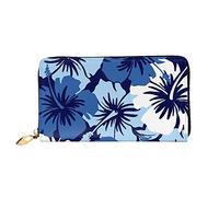 DOFFO Blu Hibiscus Stampa Portafoglio In Pelle Per Le Donne Della Borsa Della Moneta Della Cassa Del Raccoglitore Sottile Zip Del Telefono Borsa, Ibisco blu., Taglia unica