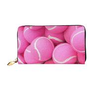 DOFFO Blu Hibiscus Stampa Portafoglio In Pelle Per Le Donne Della Borsa Della Moneta Della Cassa Del Raccoglitore Sottile Zip Del Telefono Borsa, Palline da tennis rosa brillante., Taglia unica
