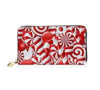 DOFFO Candy Canes Stampa Portafoglio In Pelle Per Le Donne Della Borsa Della Moneta Della Cassa Del Raccoglitore Sottile Zip Del Telefono, Bastoncini di zucchero, Taglia unica