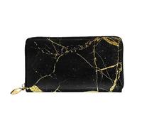 DOFFO Candy Canes Stampa Portafoglio In Pelle Per Le Donne Della Borsa Della Moneta Della Cassa Del Raccoglitore Sottile Zip Del Telefono, Marmo nero e oro., Taglia unica