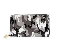 DOFFO Candy Canes Stampa Portafoglio In Pelle Per Le Donne Della Borsa Della Moneta Della Cassa Del Raccoglitore Sottile Zip Del Telefono, Nero Grigio Bianco Camo, Taglia unica