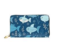 DOFFO Carino Blu Pesce Stampa Portafoglio In Pelle Per Le Donne Della Borsa Della Monete Della Cassa Della Borsa Della Borsa Sottile Zip Del Telefono Borsa Del Cambi, Pesce Blu Carino, Taglia unica