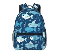 DOFFO Carino Pesce Blu Stampato Zaino Da Viaggio,Leggero Casual Laptop Zaino Da Viaggio Carino Zaini Da Trekking Per Donne Uomini, Nero, Taglia Unica, Nero, One Size