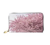 DOFFO Cherry Blossoms Tree Print Portafoglio In Pelle Per Le Donne Portamonete Sottile Zip Telefono Cambiare Borsa Frizione Titolare Della Carta Del Raccoglitore, Fiori di ciliegio, Taglia unica