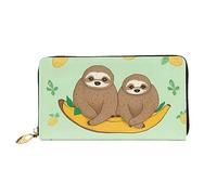 DOFFO Cherry Blossoms Tree Print Portafoglio In Pelle Per Le Donne Portamonete Sottile Zip Telefono Cambiare Borsa Frizione Titolare Della Carta Del Raccoglitore, Graziosi bradi su limoni gialli,