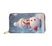 DOFFO Cherry Blossoms Tree Print Portafoglio In Pelle Per Le Donne Portamonete Sottile Zip Telefono Cambiare Borsa Frizione Titolare Della Carta Del Raccoglitore, Pupazzo di neve felice di Natale,