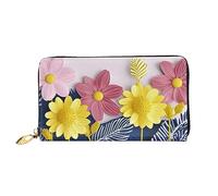 DOFFO Cherry Blossoms Tree Print Portafoglio In Pelle Per Le Donne Portamonete Sottile Zip Telefono Cambiare Borsa Frizione Titolare Della Carta Del Raccoglitore, Graziosi fiori decorativi, Taglia
