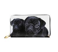 DOFFO Cherry Blossoms Tree Print Portafoglio In Pelle Per Le Donne Portamonete Sottile Zip Telefono Cambiare Borsa Frizione Titolare Della Carta Del Raccoglitore, Simpatico carlino nero., Taglia unica