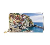 DOFFO Cinque Terre Scenario Stampa Portafoglio In Pelle Per Le Donne Borsa Della Moneta Sottile Zip Telefono Cambiamento Della Borsa Frizione Titolare Della Carta, Cinque Terre Paesaggio, Taglia unica