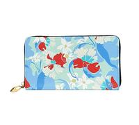 DOFFO Colorato Irregolare Check Pattern Stampa Portafoglio In Pelle Per Le Donne Della Borsa Della Moneta Del Raccoglitore Sottile Zip Telefono Cambiamento Della Borsa, Scribble Fiore Bianco, Taglia