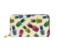 DOFFO Colorato Pattini A Rullo Stampa Portafoglio In Pelle Per Le Donne Della Borsa Della Moneta Del Raccoglitore Sottile Zip Telefono Cambiare, Ananas1, Taglia unica