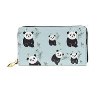DOFFO Colorato Pattini A Rullo Stampa Portafoglio In Pelle Per Le Donne Della Borsa Della Moneta Del Raccoglitore Sottile Zip Telefono Cambiare, Panda Bear Cartoon, Taglia unica