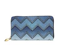 DOFFO Corgi Portafoglio In Pelle Stampa Per Le Donne Della Borsa Della Moneta Della Cassa Del Raccoglitore Sottile Zip Del Telef, Denim Blu Gradiente, Taglia unica