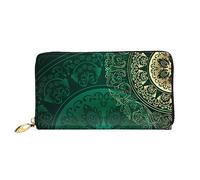 DOFFO Corgi Portafoglio In Pelle Stampa Per Le Donne Della Borsa Della Moneta Della Cassa Del Raccoglitore Sottile Zip Del Telef, Verde Vintage Floreale, Taglia unica