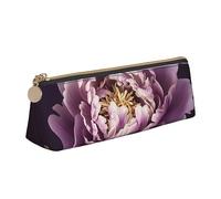 DOFFO Elegante astuccio viola con stampa floreale di peonia carino astuccio estetico astuccio speciale portapenne piccolo astuccio durevole astuccio con cerniera per donne ufficio lavoro e studio,