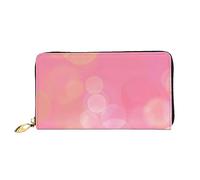 DOFFO Frammenti di Foglia Rosa Stampa Portafoglio In Pelle Per Le Donne Della Borsa Della Moneta Del Raccoglitore Sottile Zip Del Telef, Motivo a bolle rosa, Taglia unica, Porta carte