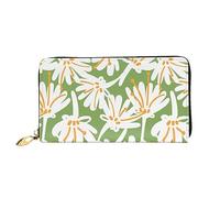 DOFFO Frammenti di Foglia Rosa Stampa Portafoglio In Pelle Per Le Donne Della Borsa Della Moneta Del Raccoglitore Sottile Zip Del Telef, Modello Colorazione Fiore Bianco, Taglia unica, Porta carte