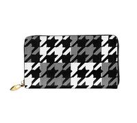 DOFFO Frammenti di Foglia Rosa Stampa Portafoglio In Pelle Per Le Donne Della Borsa Della Moneta Del Raccoglitore Sottile Zip Del Telef, Texture Pixel Nero Bianco, Taglia unica, Porta carte
