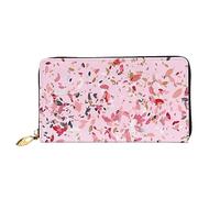 DOFFO Frammenti di Foglia Rosa Stampa Portafoglio In Pelle Per Le Donne Della Borsa Della Moneta Del Raccoglitore Sottile Zip Del Telef, Frammenti di foglie rosa, Taglia unica