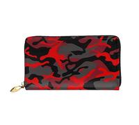 DOFFO Hawaii Fiore Stampa Portafoglio In Pelle Per Le Donne Della Borsa Della Moneta Della Cassa Del Raccoglitore Sottile Zip Del Telef, Rosso mimetico., Taglia unica