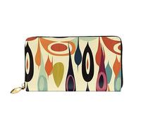 DOFFO Hawaii Fiore Stampa Portafoglio In Pelle Per Le Donne Della Borsa Della Moneta Della Cassa Del Raccoglitore Sottile Zip Del Telef, Metà secolo moderno retrò con forme di goccia, Taglia unica,