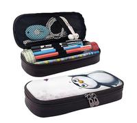 DOFFO I Love Penguins - Astuccio per matite estetico con stampa di pinguini, astuccio speciale in pelle artificiale, resistente, astuccio con cerniera, per uomini e donne, ufficio, lavoro e studio,