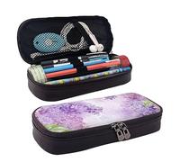 DOFFO Incorniciatura fiori lilla in fiore stampato carino astuccio estetico astuccio speciale portapenne in pelle artificiale astuccio durevole astuccio con cerniera astuccio per ufficio lavoro