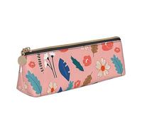 DOFFO Motivo floreale e foglia rosa stampato carino astuccio estetico astuccio speciale portapenne piccolo astuccio durevole astuccio con cerniera per donne ufficio lavoro e studio, Motivo floreale e