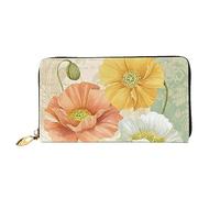 DOFFO Orientale Pavone Sul Fiore Albero Stampa Portafoglio In Pelle Per Le Donne Borsa Della Moneta Sottile Zip Telefono Cambiamento Della Borsa Frizione Titolare Della Carta, Papaveri pastello.,