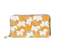 DOFFO Piccolo Giallo Modello Limone Stampa Portafoglio In Pelle Per Le Donne Della Borsa Della Moneta Della Cassa Del Raccoglitore Sottile Zip Telefono Borsa, Fiore Colorazione Pattern Arancione,