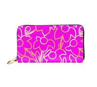 DOFFO Piccolo Giallo Modello Limone Stampa Portafoglio In Pelle Per Le Donne Della Borsa Della Moneta Della Cassa Del Raccoglitore Sottile Zip Telefono Borsa, Delizioso Doodle Fiore Rosso, Taglia