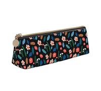 DOFFO Piccolo motivo floreale nero stampato carino astuccio estetico astuccio speciale portapenne piccolo astuccio per matite durevole astuccio con cerniera per donne ufficio lavoro e studio, Motivo