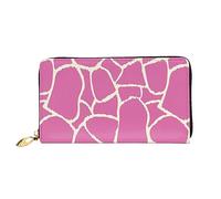 DOFFO Pink Giraffe Texture Portafoglio in Pelle Stampa Per Le Donne Portamonete Portafoglio Sottile Zip Telefono Cambiare Borsa Frizione Porta Carte, Rosa Giraffa Texture, Taglia Unica, Texture rosa