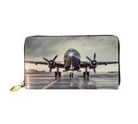 DOFFO Portafoglio in pelle con stampa artistica aeroplano per le donne portamonete sottile con zip borsa cambio telefono pochette porta carte portafoglio, Arte aereo, Taglia unica