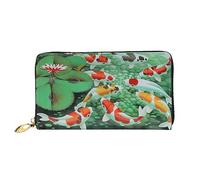DOFFO Portafoglio in pelle con stampa artistica aeroplano per le donne portamonete sottile con zip borsa cambio telefono pochette porta carte portafoglio, Hd Giapponese Rosso Carpa Pesce, Taglia unica