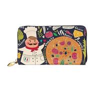 DOFFO Portafoglio in pelle con stampa artistica aeroplano per le donne portamonete sottile con zip borsa cambio telefono pochette porta carte portafoglio, Chef Pizza, Taglia unica
