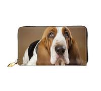 DOFFO Portafoglio in pelle con stampa fotografica di cane animale per le donne portamonete sottile zip borsa cambio telefono pochette porta carte portafoglio, Basset Hound, Taglia unica, Stampa