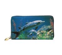 DOFFO Portafoglio in pelle con stampa fotografica di cane animale per le donne portamonete sottile zip borsa cambio telefono pochette porta carte portafoglio, Biologici acquatici, Taglia unica