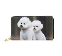 DOFFO Portafoglio in pelle con stampa fotografica di cane animale per le donne portamonete sottile zip borsa cambio telefono pochette porta carte portafoglio, Bichon Frise, Taglia unica