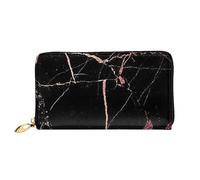 DOFFO Portafoglio in pelle con stampa ibisco blu da donna portamonete portamonete portafoglio portafoglio portafoglio sottile cerniera portafoglio cellulare pochette porta carte, Marmo nero e oro