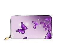 DOFFO Rosa Marmo Texture Stampa Portafoglio In Pelle Per Le Donne Della Borsa Della Moneta Cassa Del Raccoglitore Sottile Zip Telefono Cambiamento, Farfalle viola., Taglia unica
