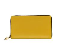 DOFFO Rosa Rosso Stampa Portafoglio In Pelle Per Le Donne Della Borsa Della Moneta Della Cassa Della Cassa Del Raccoglitore Sottile Zip, giallo senape., Taglia unica