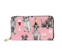 DOFFO Schnauzer Portafoglio in pelle con stampa per le donne portamonete portafoglio sottile con cerniera per il cambio del telefono pochette porta carte, Schnauzer, taglia unica, Schnauzer, Taglia